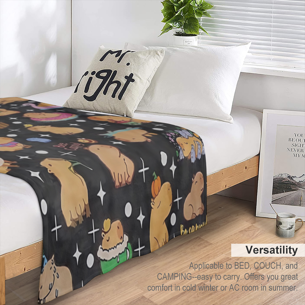 1 Pc Capybara Plush Throw Blanket, Cute Capybara Bee Blanket For Dcor, Capybara Stuffed Animal Flannel Fleece Blanket, Soft Capybara Stuffed Animal Blanket For Warmth And Comfort, Soft Throw Blanket
