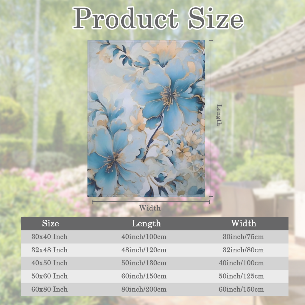 Blue Flower Style Print Blanket for Kids Girls Boys Flannel Blanket Print Soft Blankets and Throws for Sofa Couch Bed Blanket