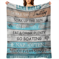 1pc Ultra- Soft Flannel Lake Rules Throw Blanket - Warm, Cozy, and Rustic Decor for Lake House, Cabin, or Porch - Green, Sherpa Fleece, Lake- Inspired Design, Perfect for Paddling, Boating, or Relaxin