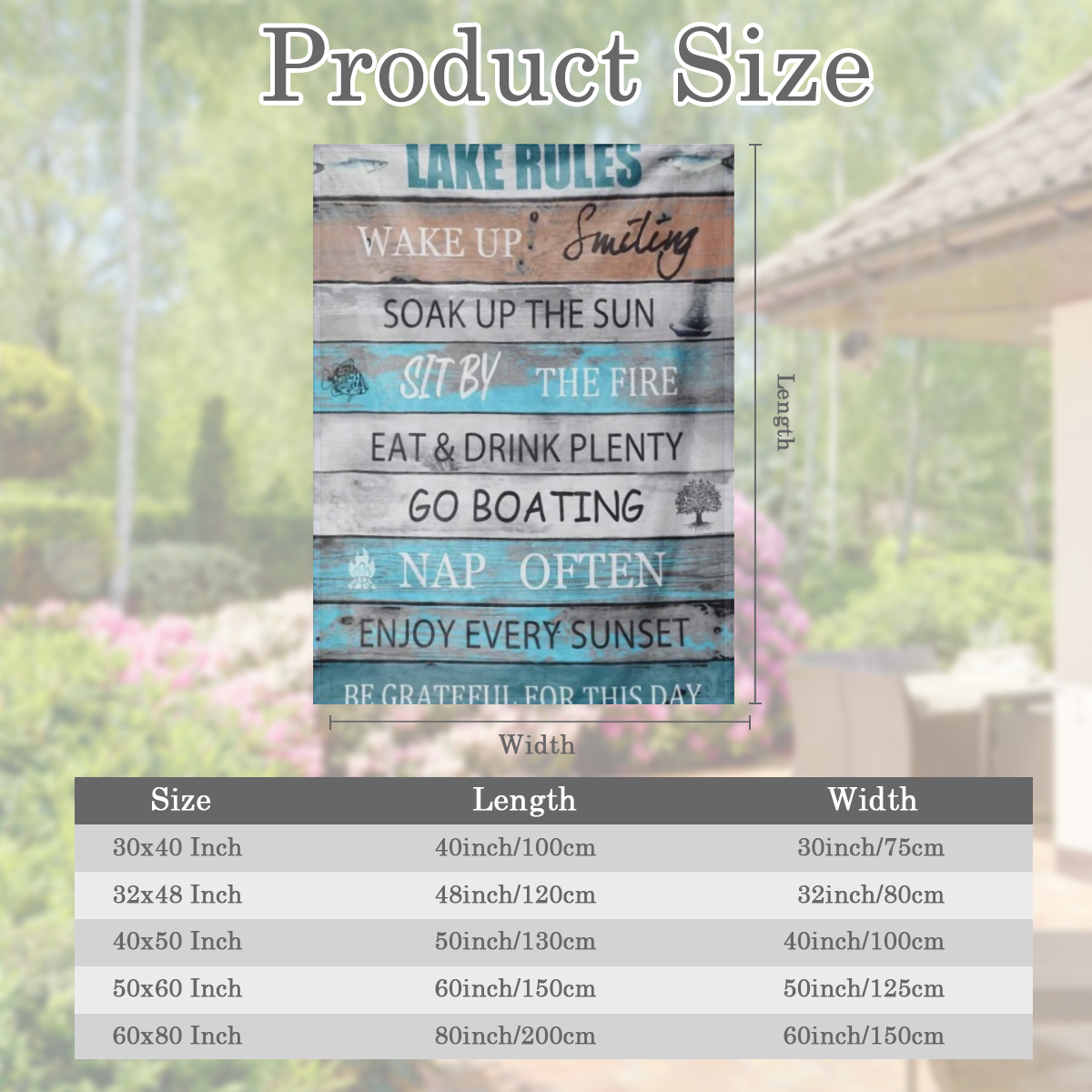 1pc Ultra- Soft Flannel Lake Rules Throw Blanket - Warm, Cozy, and Rustic Decor for Lake House, Cabin, or Porch - Green, Sherpa Fleece, Lake- Inspired Design, Perfect for Paddling, Boating, or Relaxin