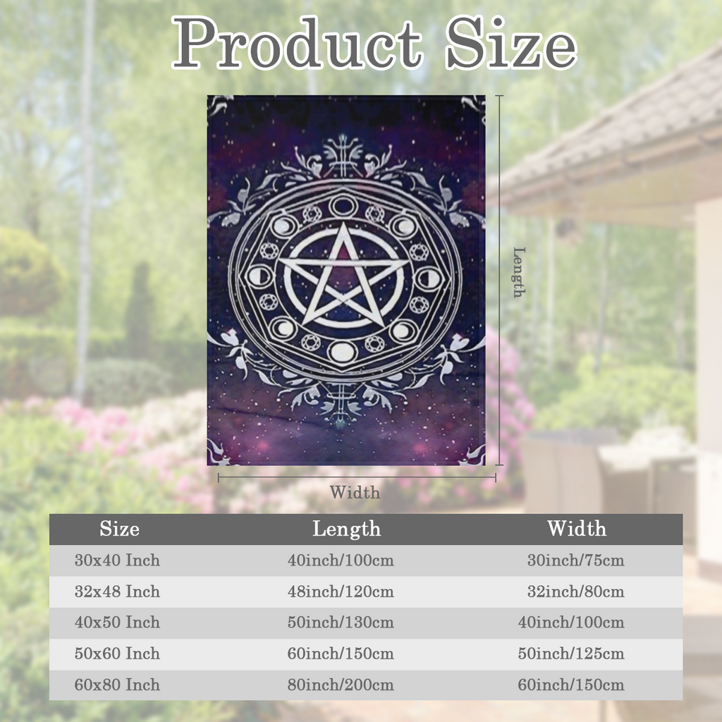 Pagan Mystery Mandala Blanket - Polyester Flannel Pentagram Design Bed Sofa Living Room Black Magic Black Craft Theme Large Size