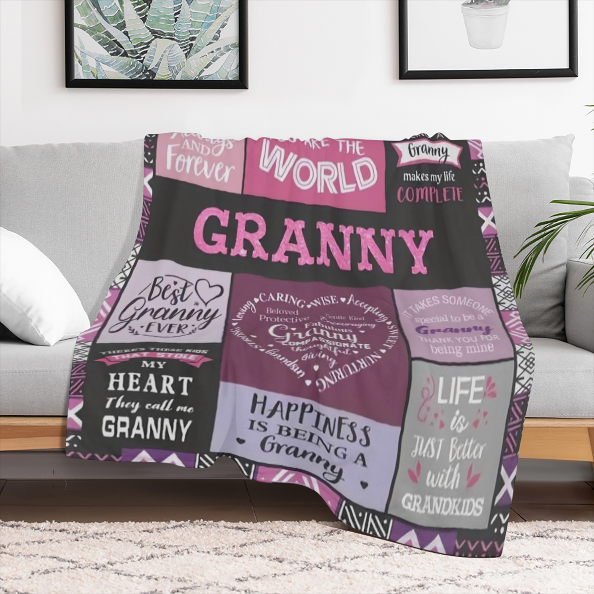 1pc Granny Blanket Gift for Granny for Mothers Day from Granddaughter Granny Gift from Grandson - Best Granny Ever Blanket - Funny Birthday Christmas Present Idea 80x60