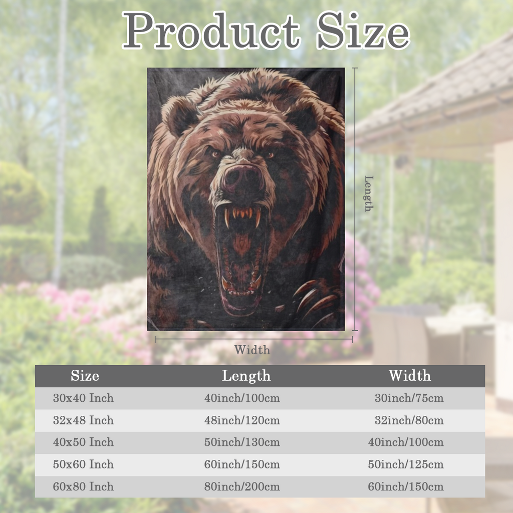 Cozy Angry Bear Pattern Blanket - soft plush flannel for all seasons - Perfect gift for teens and adults, suitable for beds, sofas, chairs - versatile home decor