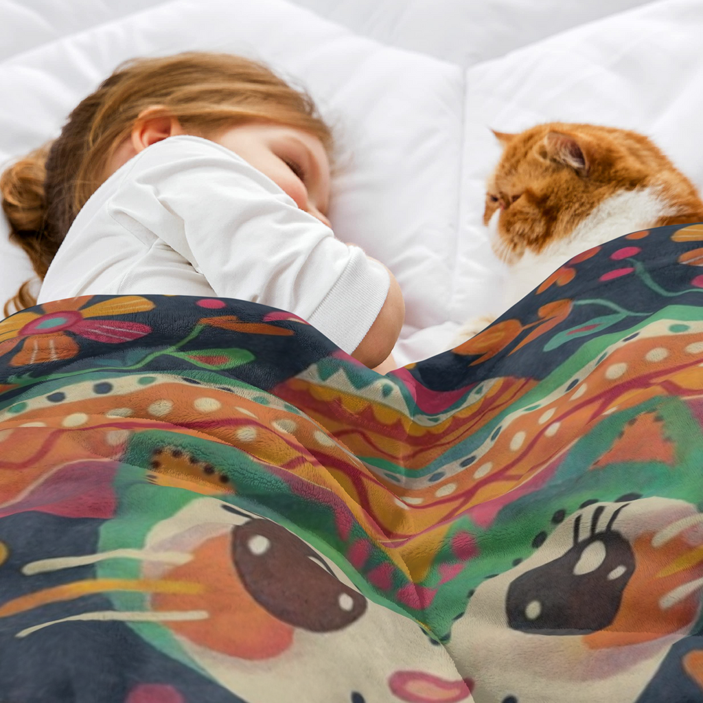 Mexican Traditional Attire Cat Blanket Gifts For Kids Women, Exotic Flowers Potted Cactus Throw Blankets For Sofa Office Couch Room Decor, Cozy Lightweight Warm Soft Throws,