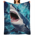 1pc Cozy Shark Blanket - Soft, Lightweight, Flannel Throw Blanket for Sofa, Bed, Travel, Camping, Living Room, Office, Couch, Chair, and Bed - Warm, Plush, Space- Saving, and Versatile