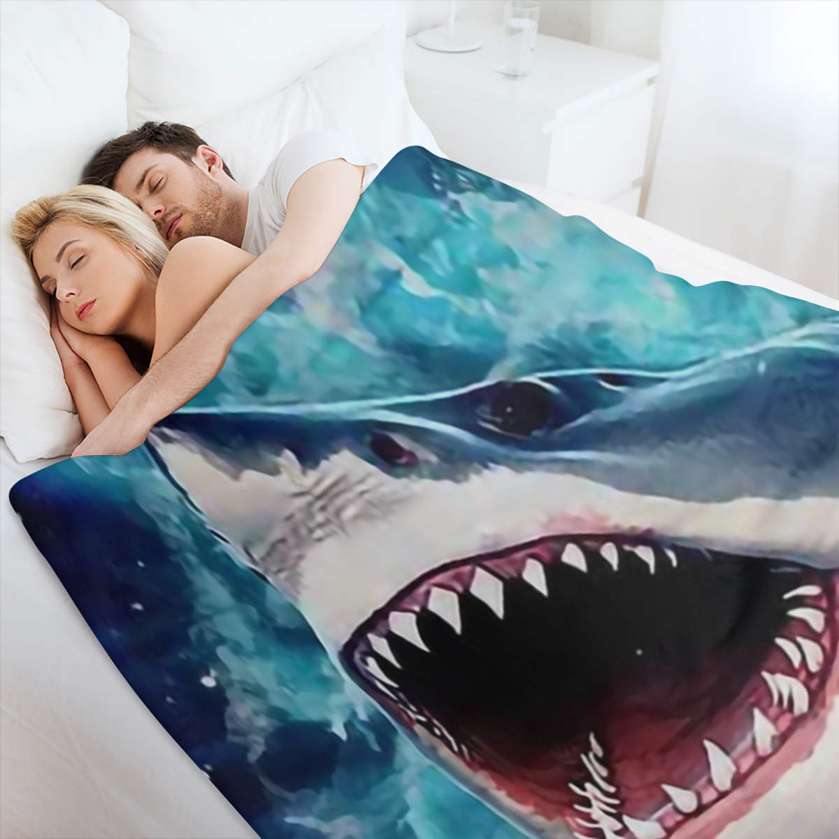 1pc Cozy Shark Blanket - Soft, Lightweight, Flannel Throw Blanket for Sofa, Bed, Travel, Camping, Living Room, Office, Couch, Chair, and Bed - Warm, Plush, Space- Saving, and Versatile