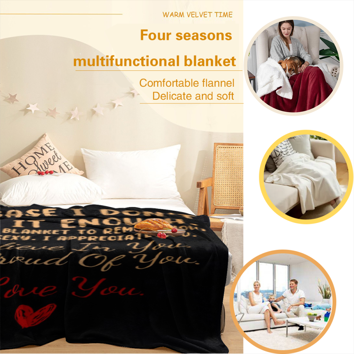 Letter Pattern Flannel Blanket, 1/2 Counts Soft Throw Blanket, Air-conditioned Room Blanket, Warm Nap Blanket for Home & Office, Gift for Lover, Gifts For Women, Cute Gifts For Girlfriend