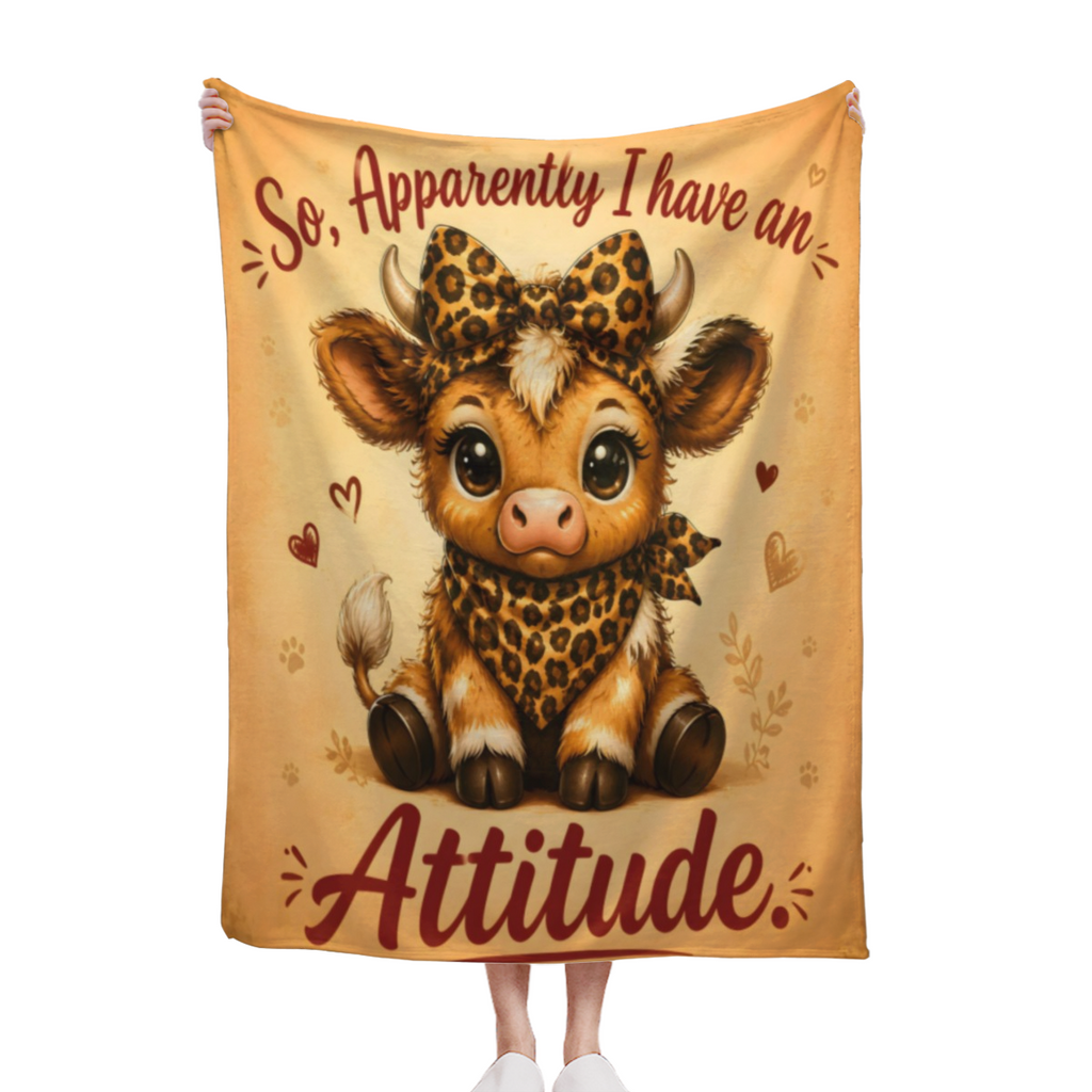 Cute Highland Cow Attitude Throw Blanket Funny Sassy Baby Cow