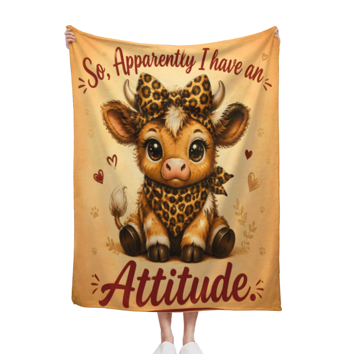 Cute Highland Cow Attitude Throw Blanket Funny Sassy Baby Cow