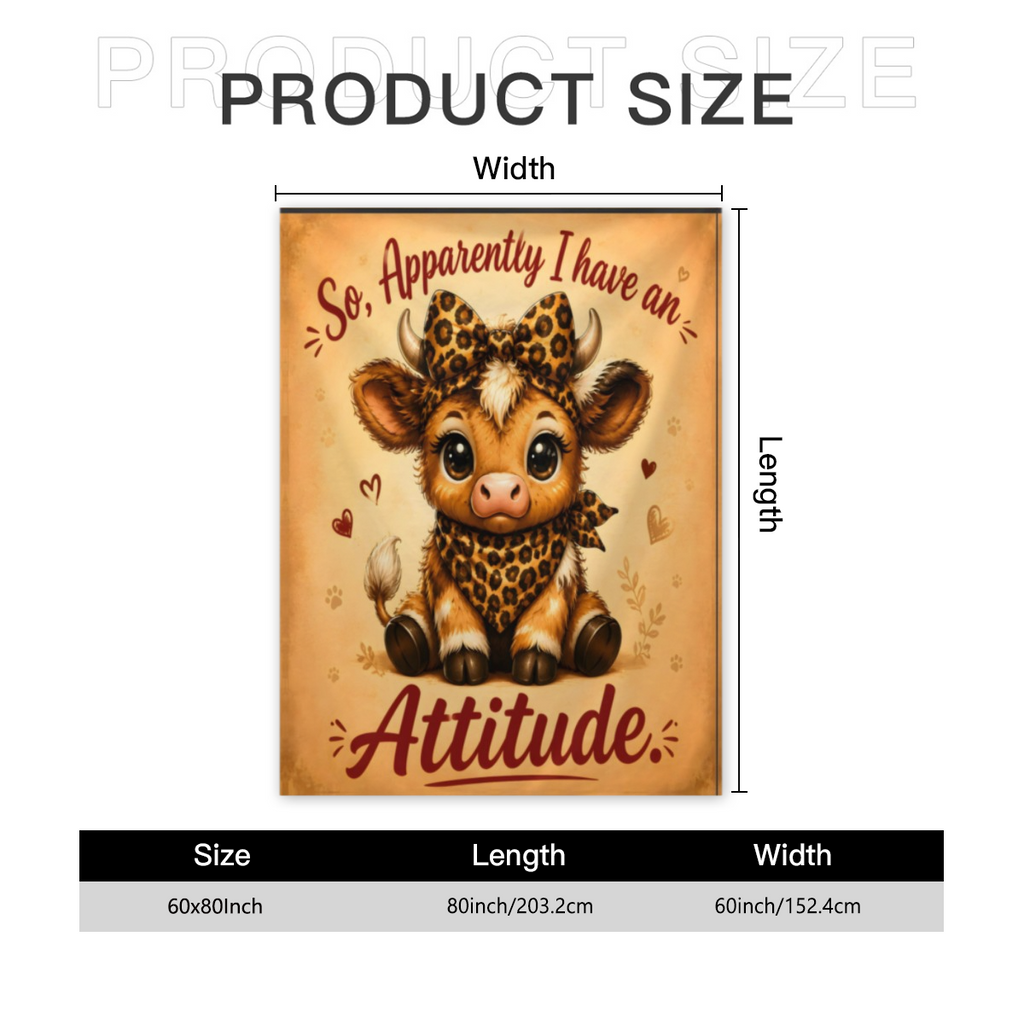 Cute Highland Cow Attitude Throw Blanket Funny Sassy Baby Cow