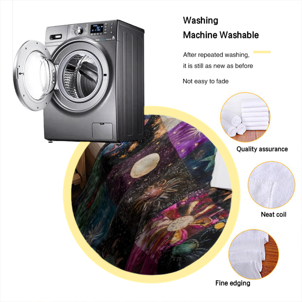 300GSM Vintage Sun And Moon Print Flannel Blanket - Soft Cozy All-Season Throw For Sofa, Bed, Office, Camping, Travel - 100% Polyester Knitted Fabric, Ideal Gift For Any Occasion, Cute Blanket, Seamle