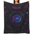 Zodiac Blanket for Men Women - Ultra-Soft Micro Fleece Black with Vibrant Constellation Design Leo Gemini Cancer Virgo Libra More Perfect Gift for Birthdays Christmas Home Decor