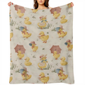 Cute Duck Fleece Blanket - Adorable Duckling in Hat and Parasol Throw Blankets, Soft Cozy Lightweight, Ideal for Living Room Home Farmhouse Decor and Women Spring Gifts