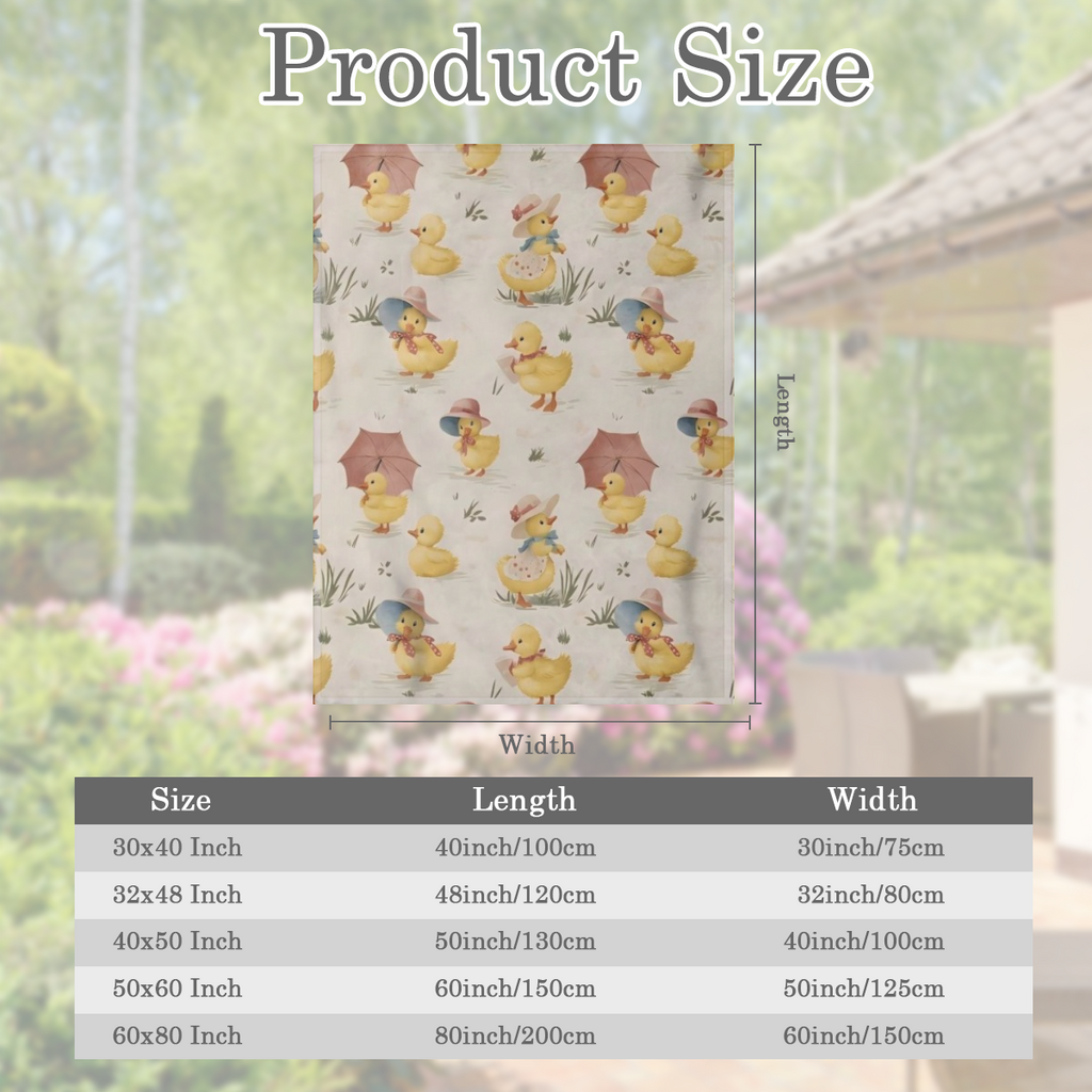 Cute Duck Fleece Blanket - Adorable Duckling in Hat and Parasol Throw Blankets, Soft Cozy Lightweight, Ideal for Living Room Home Farmhouse Decor and Women Spring Gifts