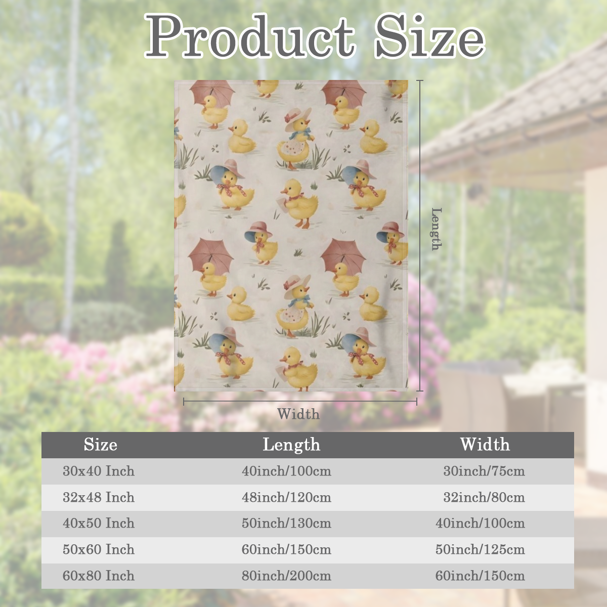 Cute Duck Fleece Blanket - Adorable Duckling in Hat and Parasol Throw Blankets, Soft Cozy Lightweight, Ideal for Living Room Home Farmhouse Decor and Women Spring Gifts