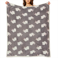 1pc Ultra-Soft Thickened Double-Layer Youngsters' Flannel Blanket with Cute Rabbit Pattern - Cozy, Comfortable, Machine Washable in Gray/Green - Ideal for Spring & Autumn