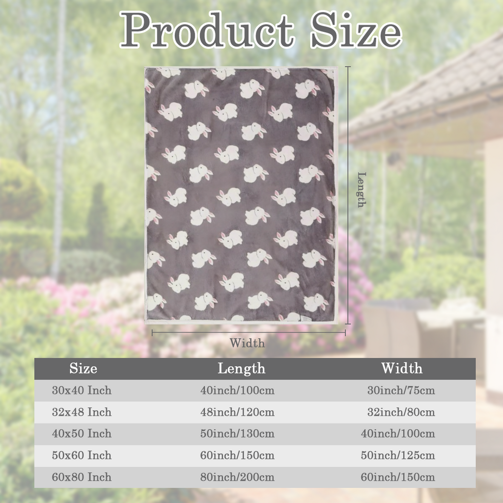 1pc Ultra-Soft Thickened Double-Layer Youngsters' Flannel Blanket with Cute Rabbit Pattern - Cozy, Comfortable, Machine Washable in Gray/Green - Ideal for Spring & Autumn