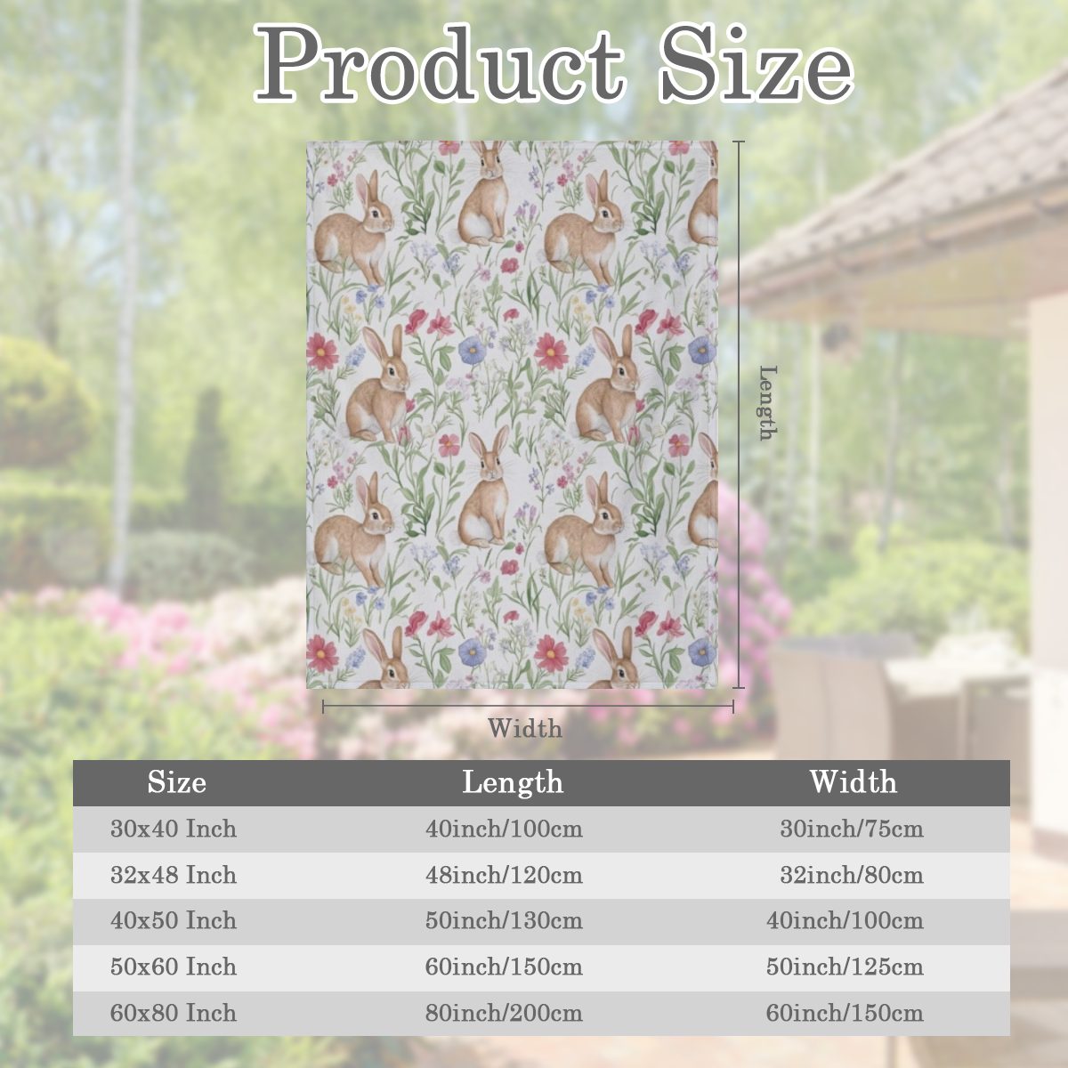 Adorable Rabbit & Floral Blanket, Soft Cozy Flannel Throw Blanket for Bed, Couch, Travel & Home Decor, Lightweight Warm Fuzzy Blankets for Women Men