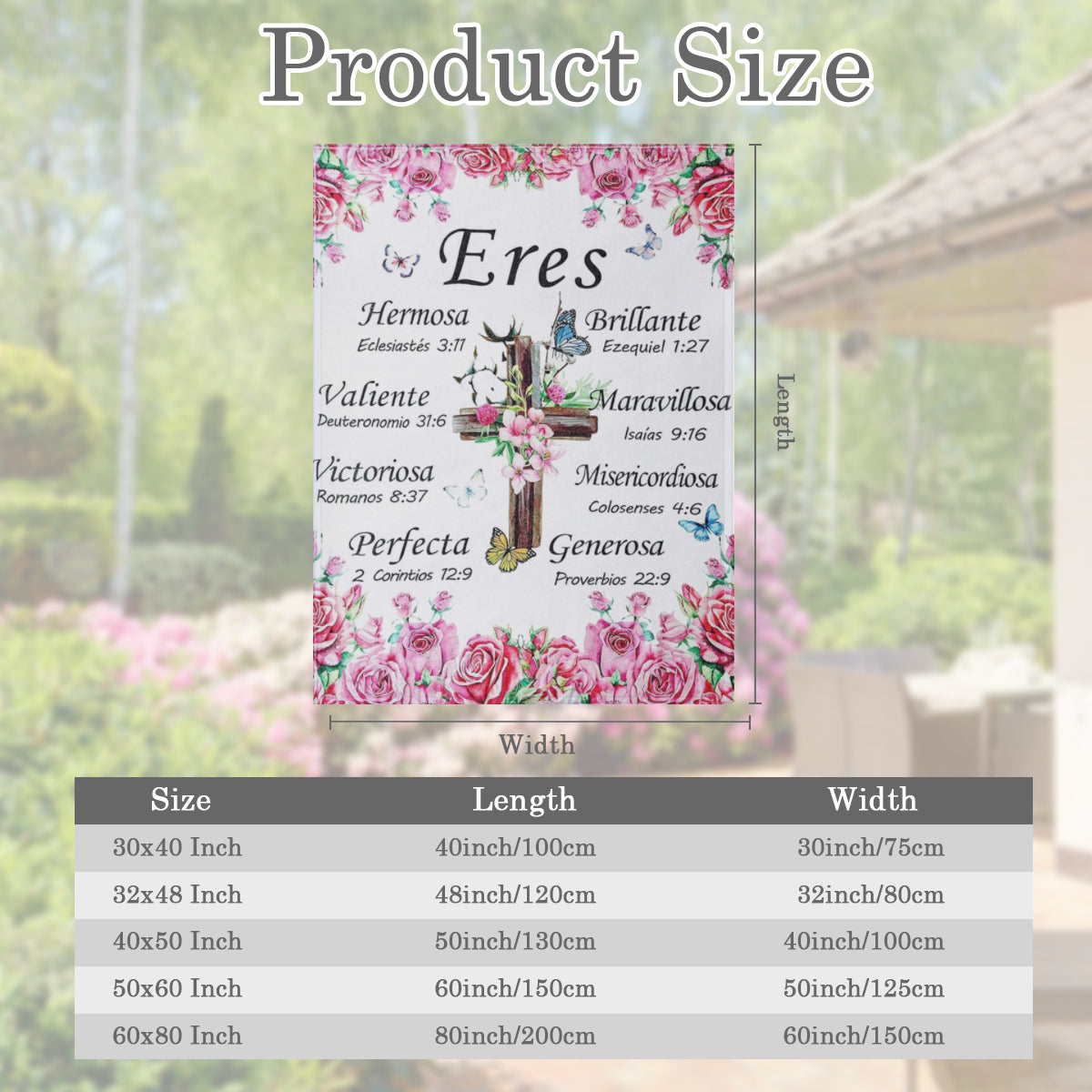 Manta Cristiana Espaola de Buryeah - Regalo Religioso de Franela Suave con Cruz Floral y Versculos Bblicos, Manta Inspiradora para Mujeres, 4 Tamaos ( de 30x40in a 50x60in) , Lavable a Mquina, Diseo F