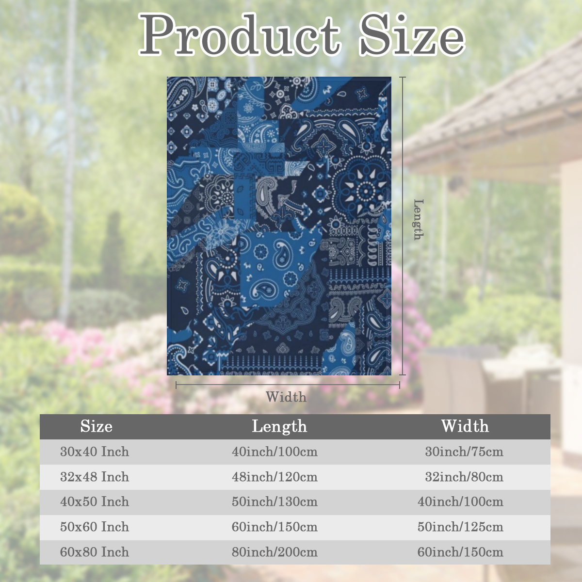 Blue Bandana Paisley Style Blanket Soft Warm Fuzzy Fleece Blanket Lightweight Throw Blanket for Couch Bed, Fashion, 280GSM CozyFlannel MultiSizes, 4 Sizes Available ( 30x40in 40x50in 50x60in 60x882in)