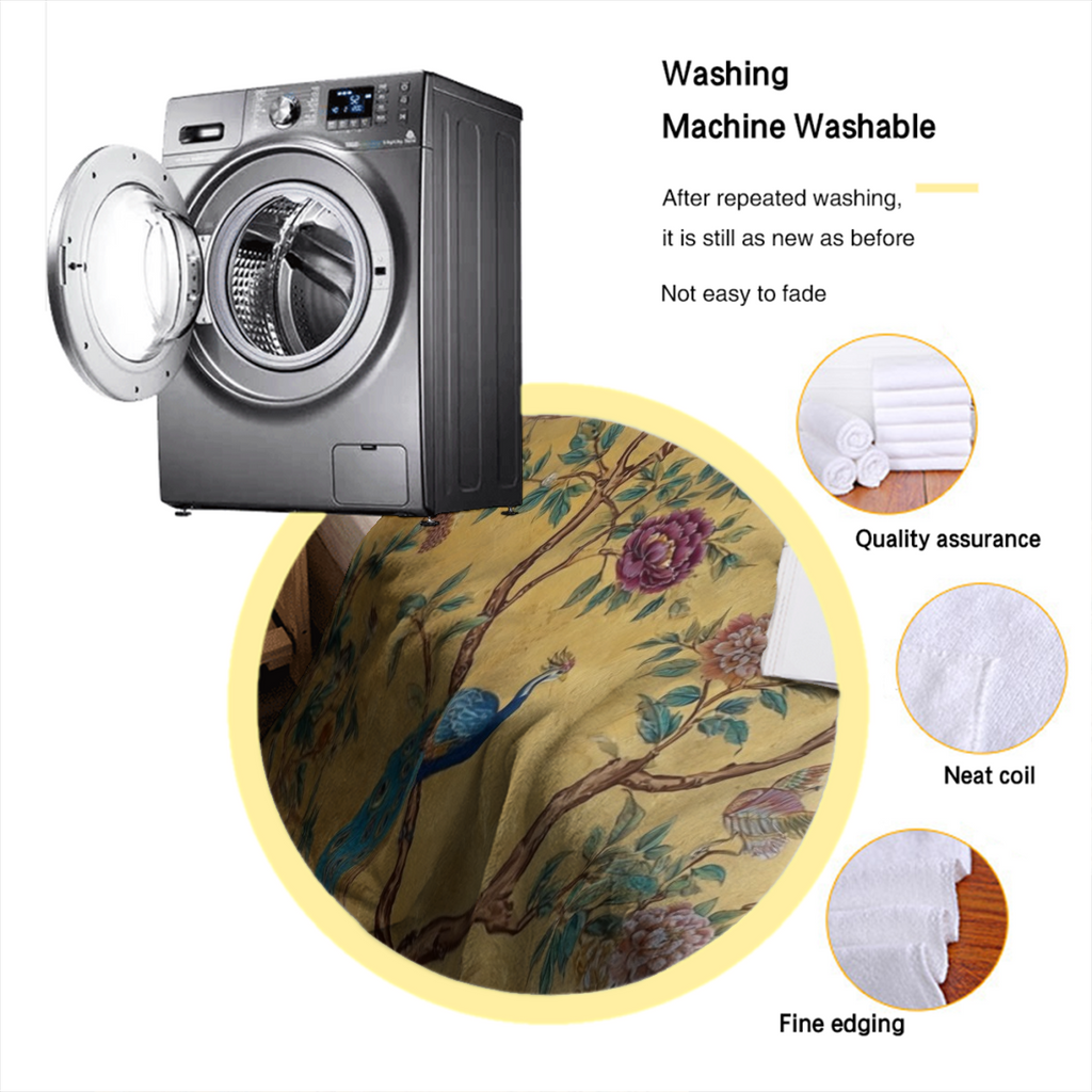 Luxury Soft Warm Flannel Blanket - Vintage Chinoiserie Bird & Asian Motifs Bedspread, Multi-Size for all-Season Comforter Cover or Sofa Throw, Machine Washable Bedspread for home Decor, Travel & for b
