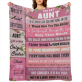 Best Aunt Ever Flannel Blanket - Cozy 280GSM, Gift for Aunt from Niece or Nephew, Floral Design with Heartfelt Message, Multi- Size ( 30x40in40x50in50x60in60x456in) , Soft & Warm for All Seasons, Blan