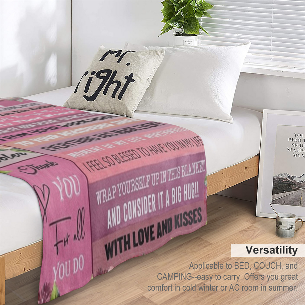 Best Aunt Ever Flannel Blanket - Cozy 280GSM, Gift for Aunt from Niece or Nephew, Floral Design with Heartfelt Message, Multi- Size ( 30x40in40x50in50x60in60x456in) , Soft & Warm for All Seasons, Blan