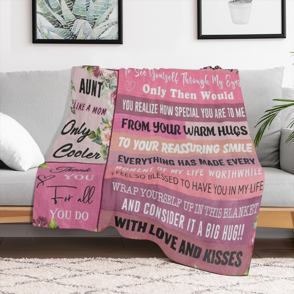 Best Aunt Ever Flannel Blanket - Cozy 280GSM, Gift for Aunt from Niece or Nephew, Floral Design with Heartfelt Message, Multi- Size ( 30x40in40x50in50x60in60x456in) , Soft & Warm for All Seasons, Blan