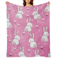 1pc Easter Bunny and Pattern Blanket Soft Warm Comfortable Lightweight Decorative Blanket for Sofa Bed Couch Travel Father' s Day Mother' s Day Valentine' s Day Blanket Soft Flannel Blanket for Room