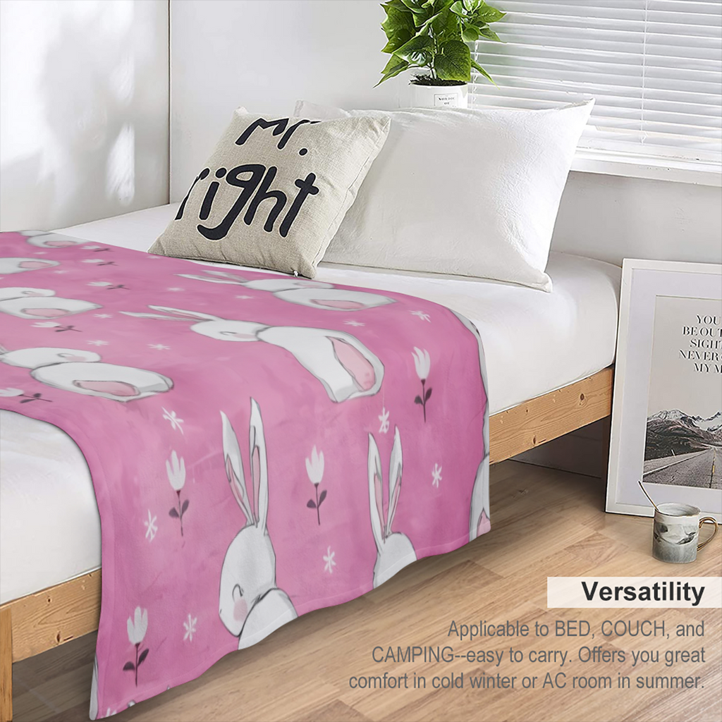 1pc Easter Bunny and Pattern Blanket Soft Warm Comfortable Lightweight Decorative Blanket for Sofa Bed Couch Travel Father' s Day Mother' s Day Valentine' s Day Blanket Soft Flannel Blanket for Room