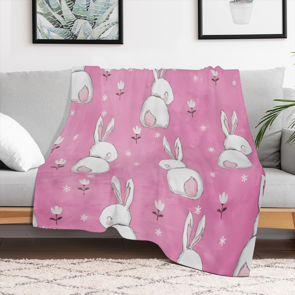 1pc Easter Bunny and Pattern Blanket Soft Warm Comfortable Lightweight Decorative Blanket for Sofa Bed Couch Travel Father' s Day Mother' s Day Valentine' s Day Blanket Soft Flannel Blanket for Room