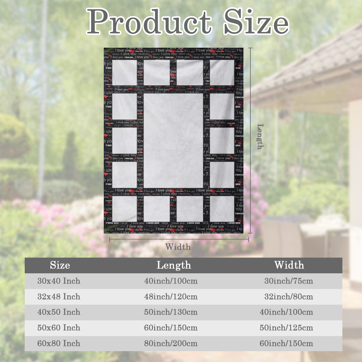 Customizable "I Love You" Sublimation Print Blanket - Cozy Polyester 13-Panel Design for All Seasons, Ideal for Camping & Napping, Available in Black, Red, White, and Turquoise, Blanket