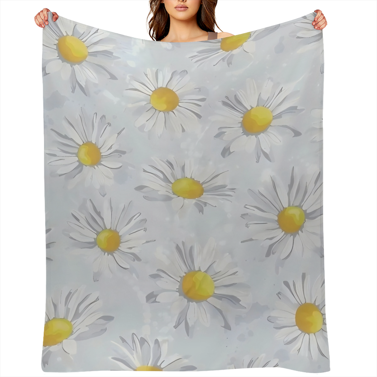 Camomile Flowers in Pastel Colors Throw Blanket Crystal Velvet Bed Blanket Soft Blanket for Office Couch Bed Sofa Travel All Season Blanket for Women