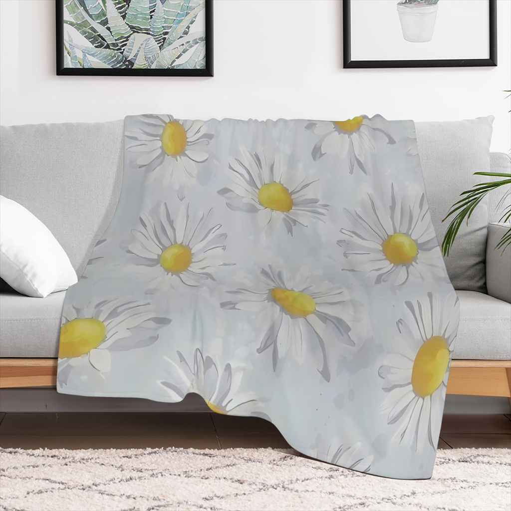 Camomile Flowers in Pastel Colors Throw Blanket Crystal Velvet Bed Blanket Soft Blanket for Office Couch Bed Sofa Travel All Season Blanket for Women