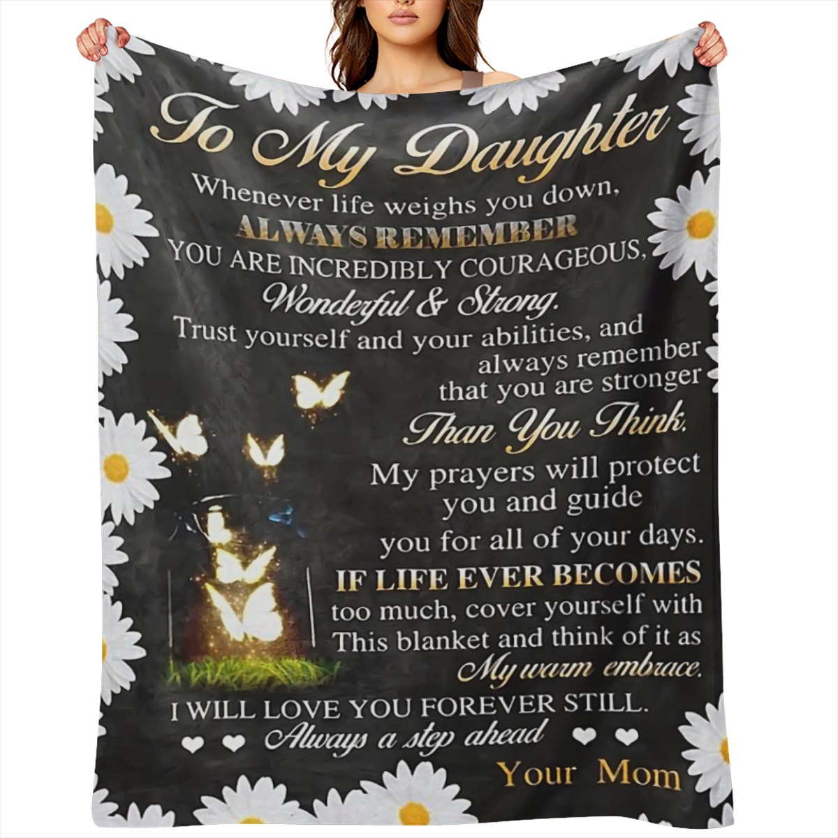 1 Pc, Daughter Blanket, To My Daughter Gifts from Mom, Gifts for My Daughter, Birthday Anniversary Graduation Blanket