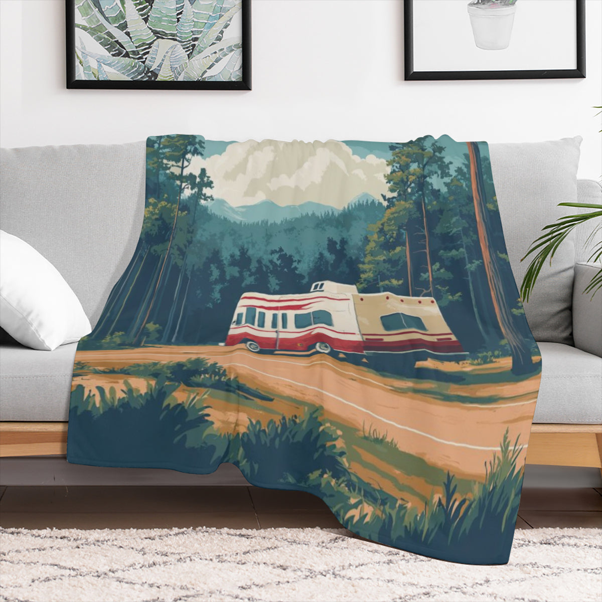Alabama Travel Poster B6861864 Flannel Throw Blanket - Hypoallergenic, Machine Washable, Gift for Family & Friends
