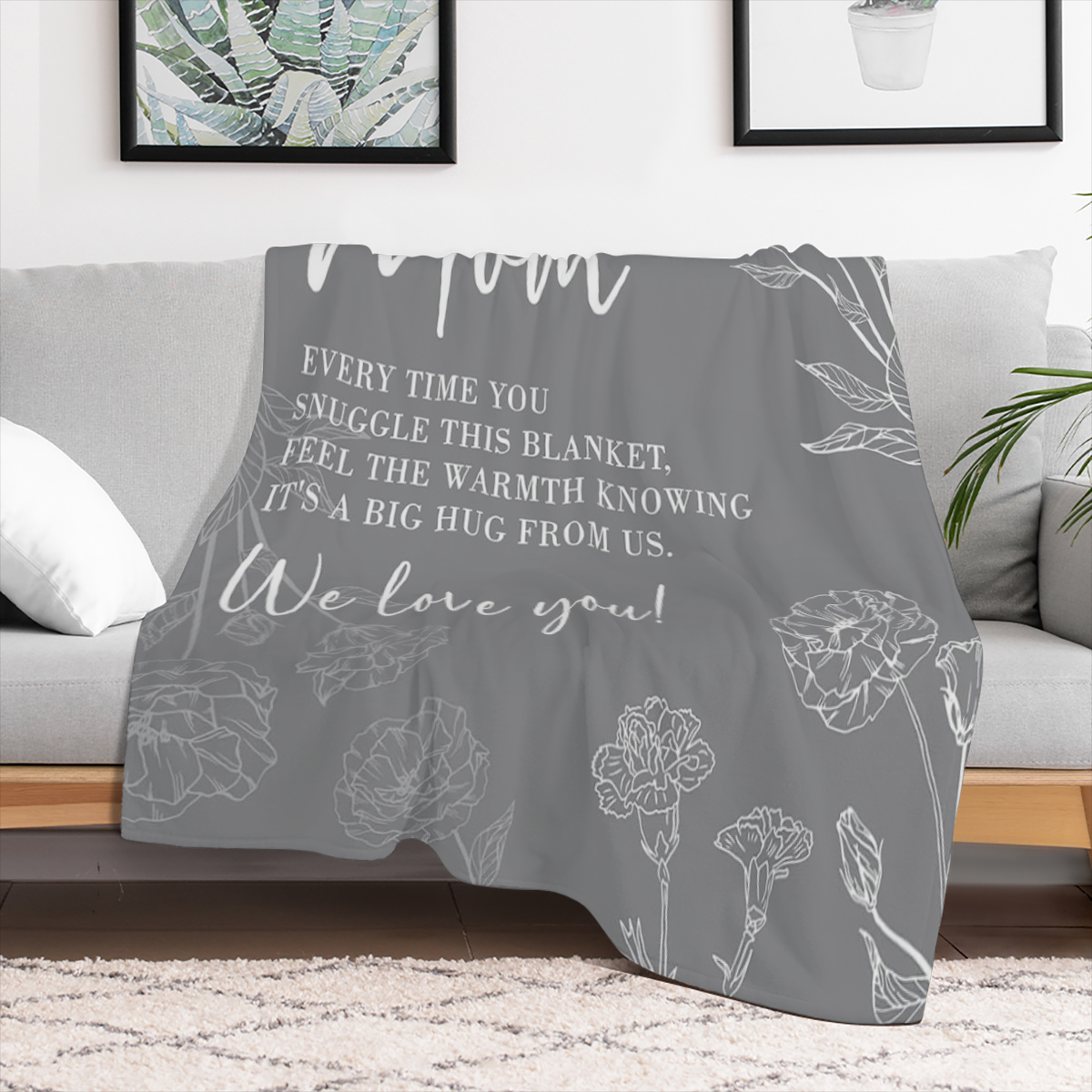 Blanket for MomMom Birthday Gift for DaughterSon Gift for MomMother's Day GiftChristmas GiftSuper Soft Flannel Blanket Gray