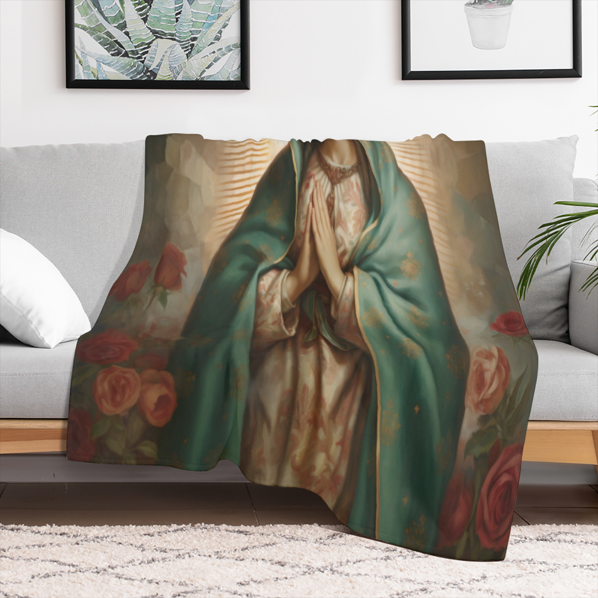 Our Lady of Guadalupe Virgin Gifts Blanket for Women Men Throw Blankets for Christmas Birthday Valentine'S Day Decor Gifts for Home Bed Couch 280GSM-125