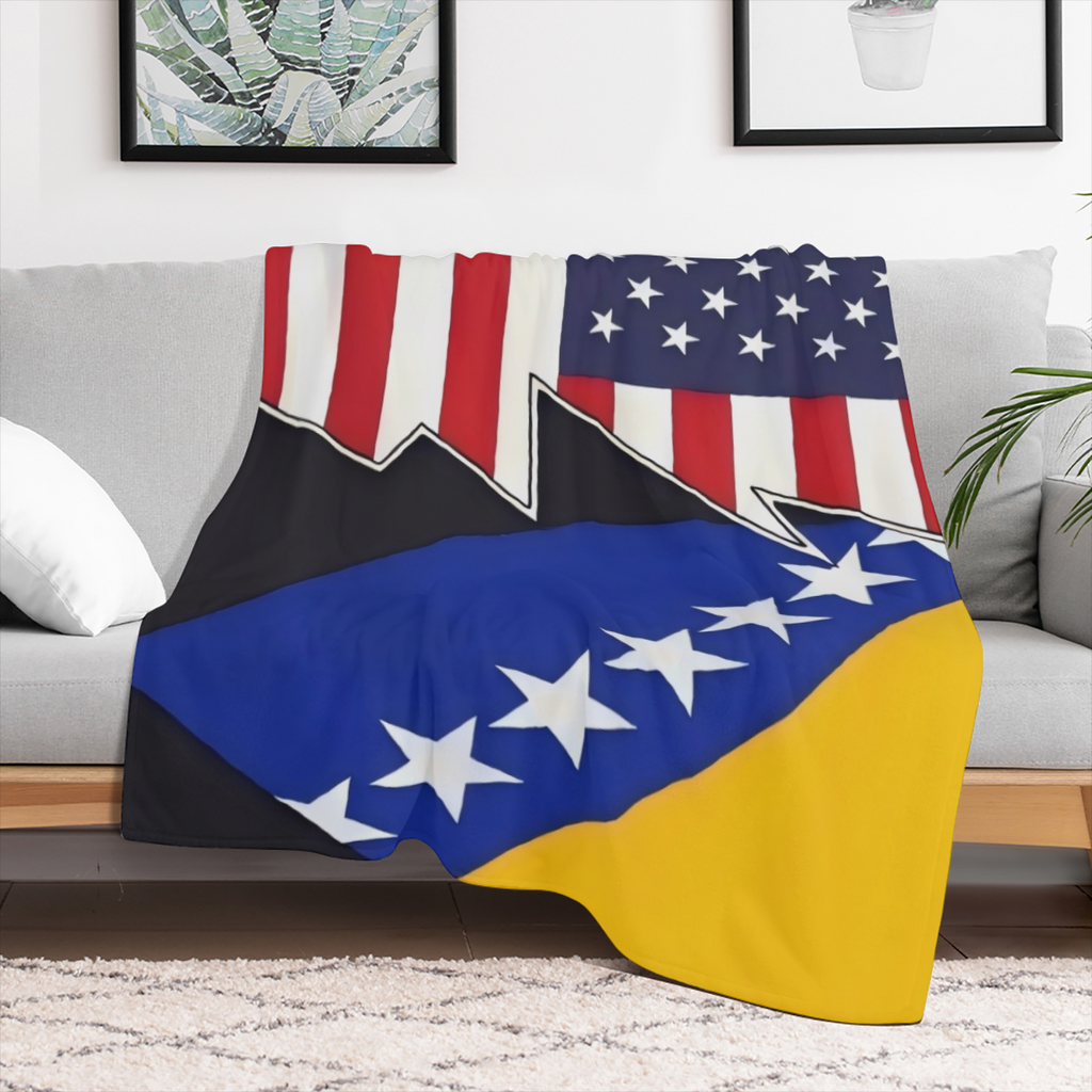 Coat of arms of Bosnia and Herzegovina and America Throw Blanket for Couch Bed Sofa Throw Blanket for Men Women Blankets