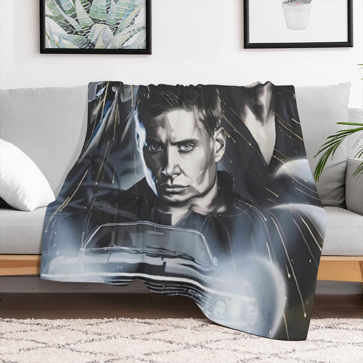 Comfortable Cartoon Supernatural Flannel Blanket - Perfect for all seasons, perfect for travel and home, warm and soft sofa cover - ideal gift for birthday, Christmas, Halloween