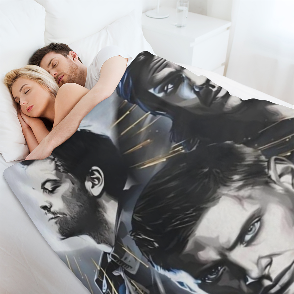 Comfortable Cartoon Supernatural Flannel Blanket - Perfect for all seasons, perfect for travel and home, warm and soft sofa cover - ideal gift for birthday, Christmas, Halloween