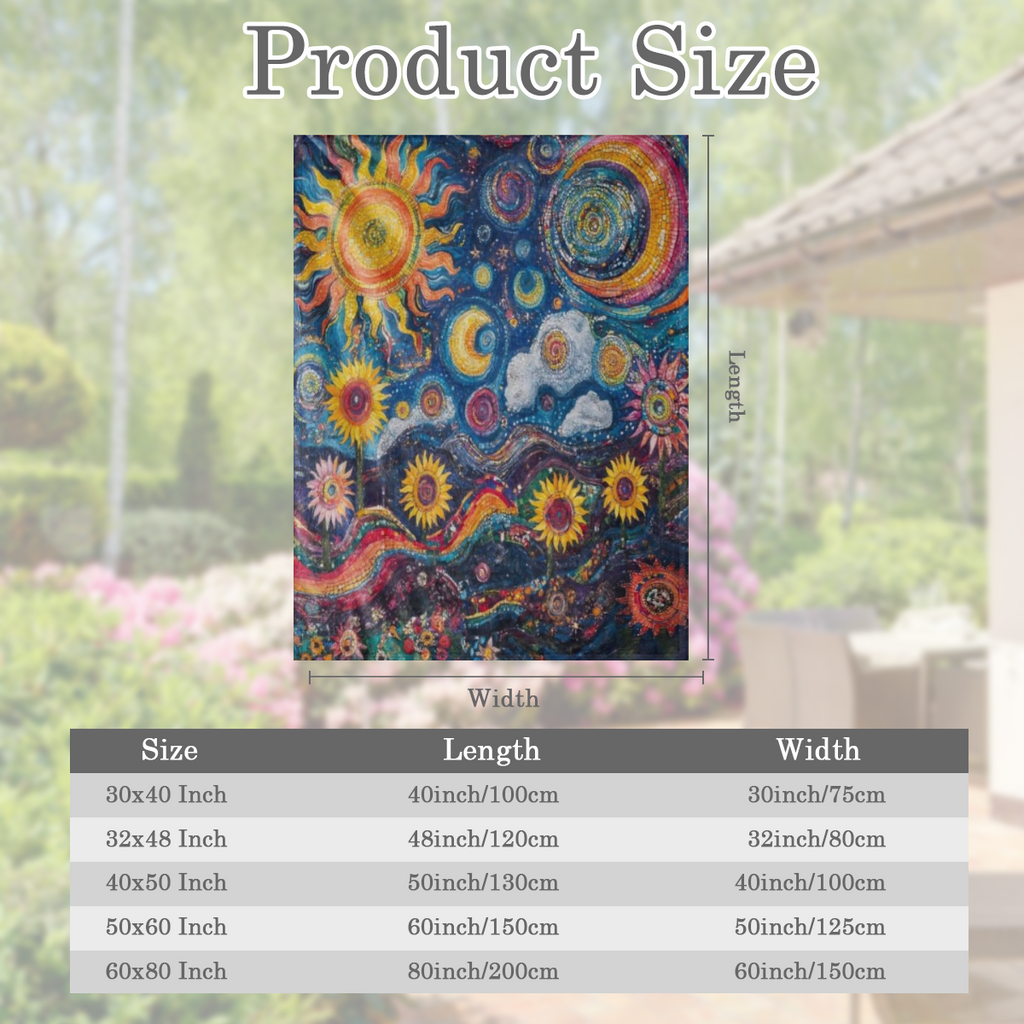 1 Vintage Sun and Moon print flannel blanket, soft and comfortable all season knitted polyester blanket, suitable for sofa, bed, office, camping, travel - digital printing, 250- 300gm2, gift blanket