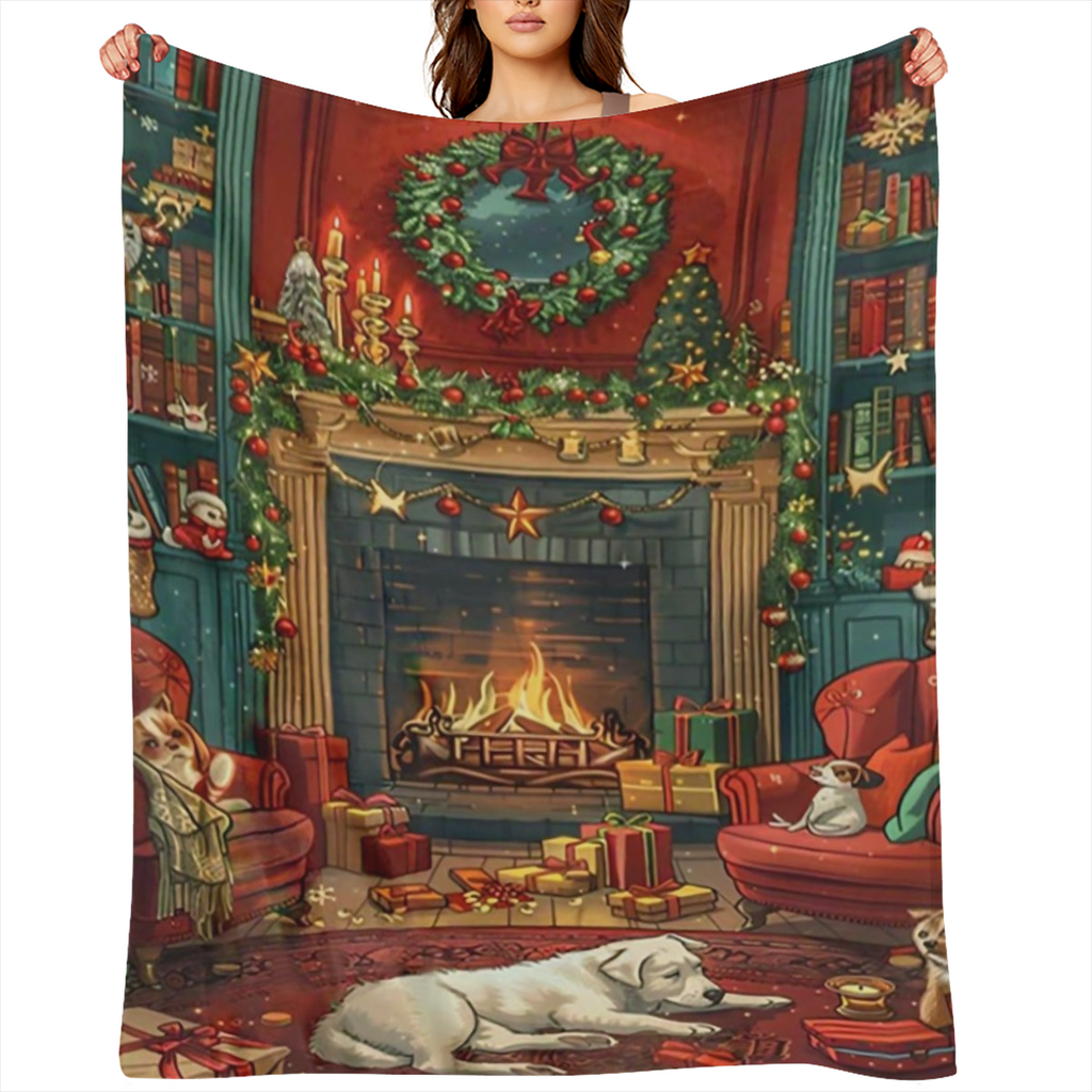 Cozy Christmas Animal Blanket - Soft and lightweight warm polyester for sofas, beds, travel and picnic blankets, sofa blankets