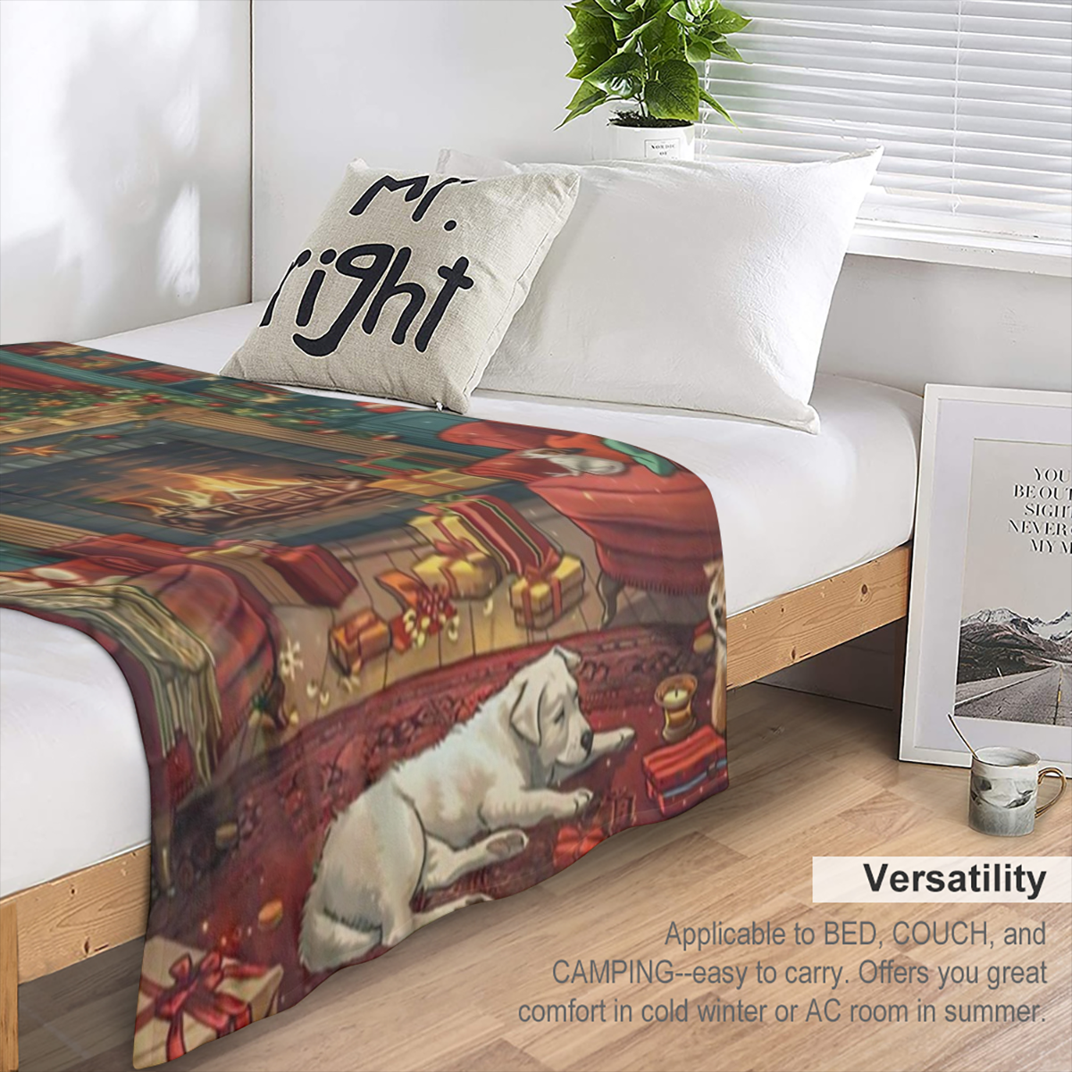 Cozy Christmas Animal Blanket - Soft and lightweight warm polyester for sofas, beds, travel and picnic blankets, sofa blankets