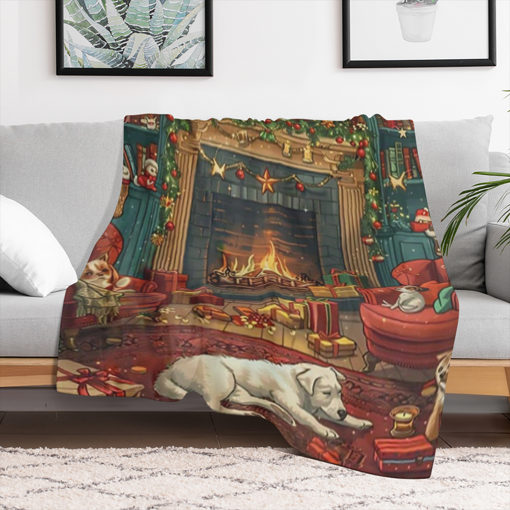 Cozy Christmas Animal Blanket - Soft and lightweight warm polyester for sofas, beds, travel and picnic blankets, sofa blankets
