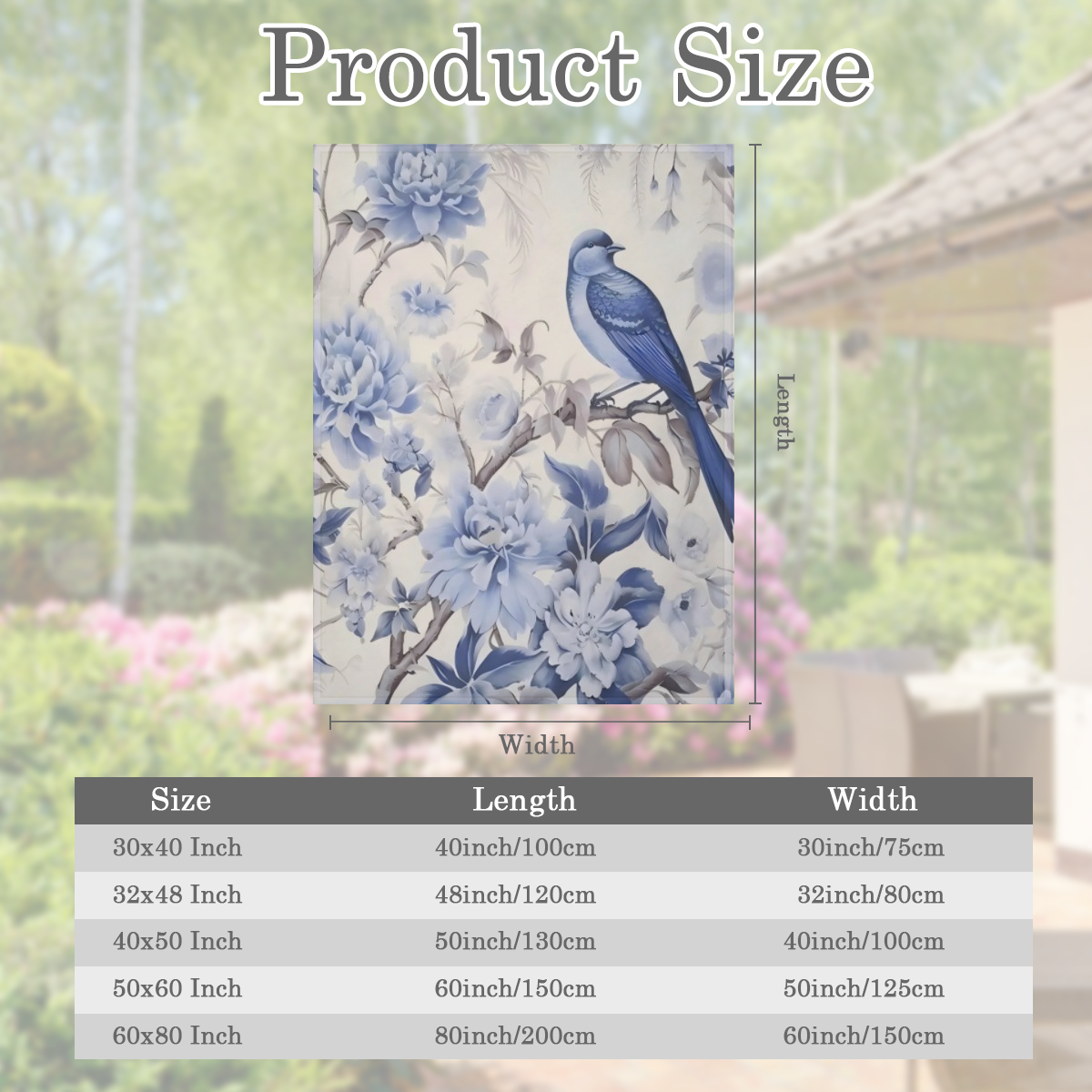 Chinoiserie Blue Floral Pattern Throw Blanket - Soft Plush Flannel Throw Blankets for BedCouchSofaOfficeCamping Blanket
