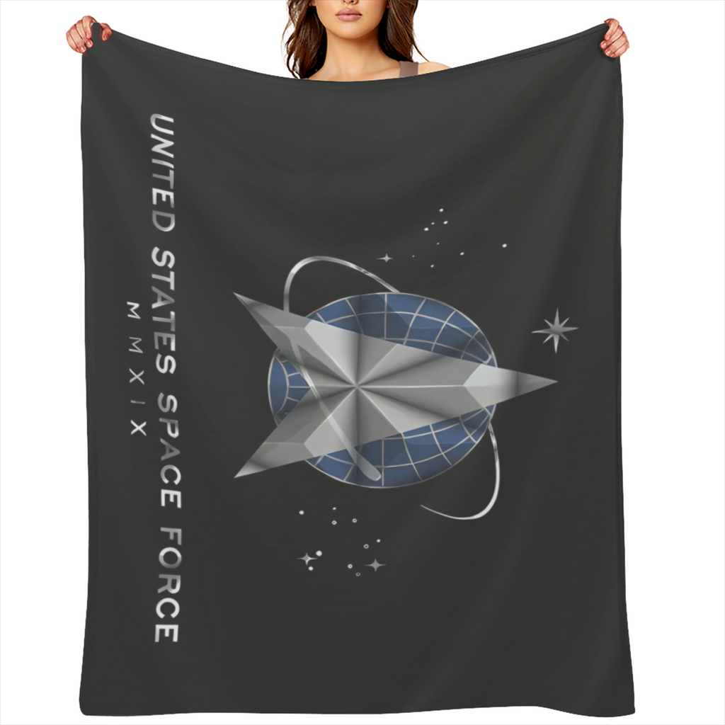 1pcs US Space Force Flag Printed Adult Blanket Four Seasons Flannel Blanket Soft Warm Plush Blanket Sofa Bed Camping Travel Theater Ideal Military Gift