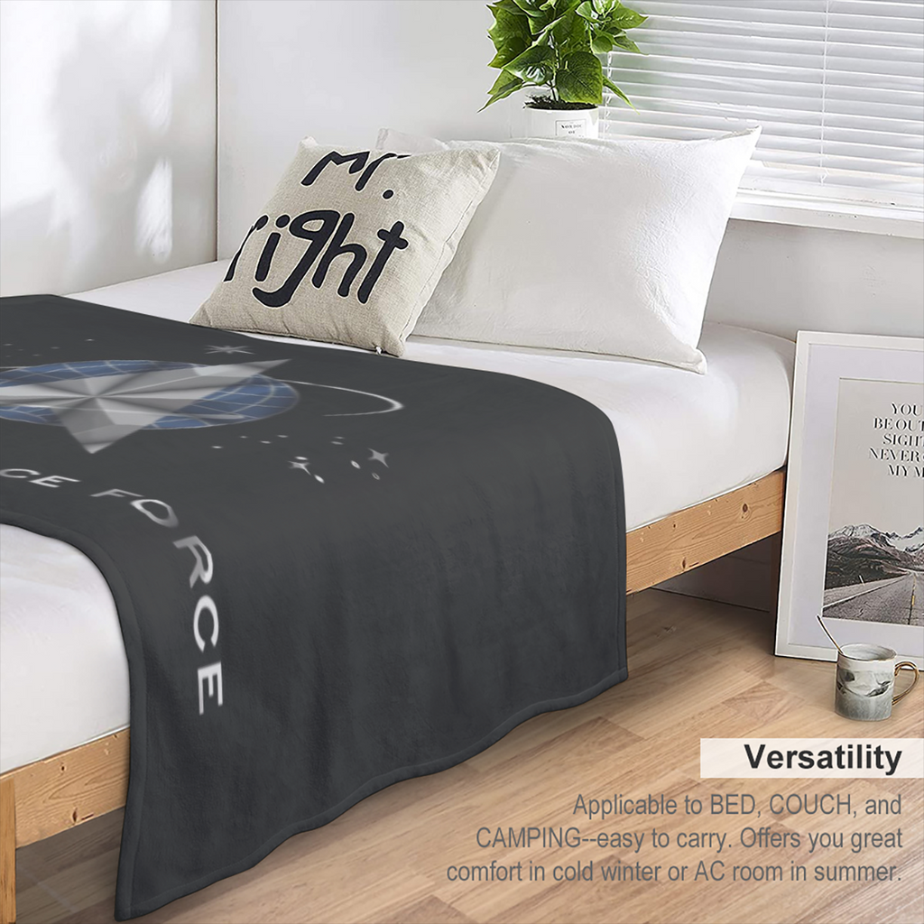 1pcs US Space Force Flag Printed Adult Blanket Four Seasons Flannel Blanket Soft Warm Plush Blanket Sofa Bed Camping Travel Theater Ideal Military Gift
