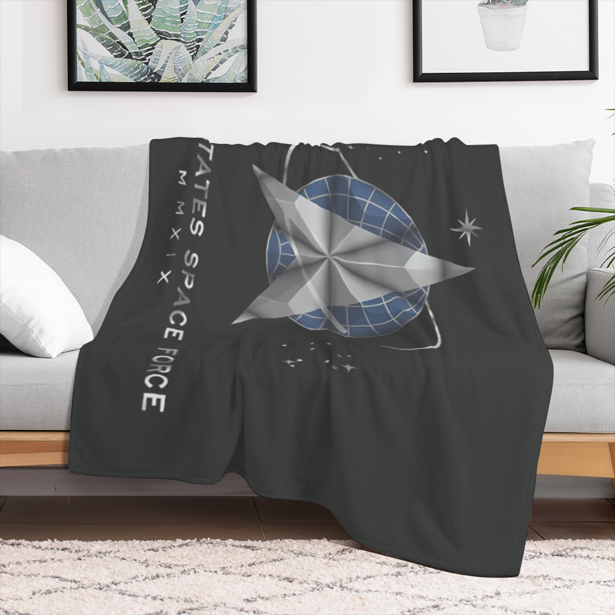 1pcs US Space Force Flag Printed Adult Blanket Four Seasons Flannel Blanket Soft Warm Plush Blanket Sofa Bed Camping Travel Theater Ideal Military Gift