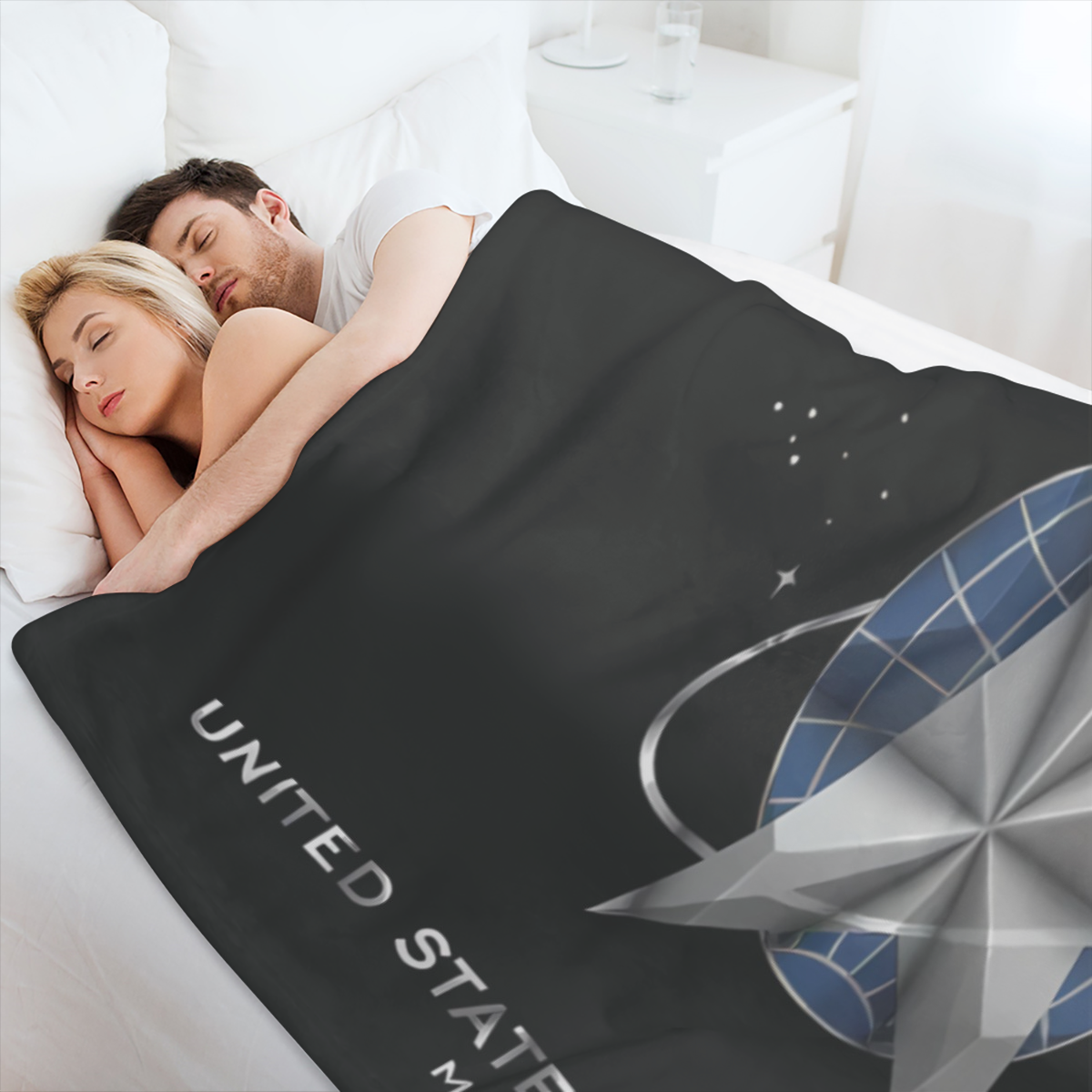 1pcs US Space Force Flag Printed Adult Blanket Four Seasons Flannel Blanket Soft Warm Plush Blanket Sofa Bed Camping Travel Theater Ideal Military Gift